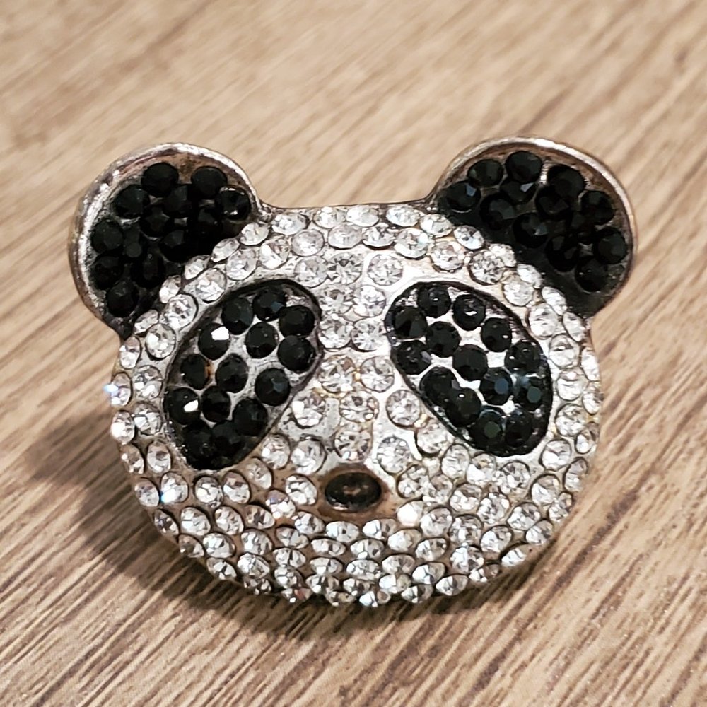 Panda rhinestone toe ring